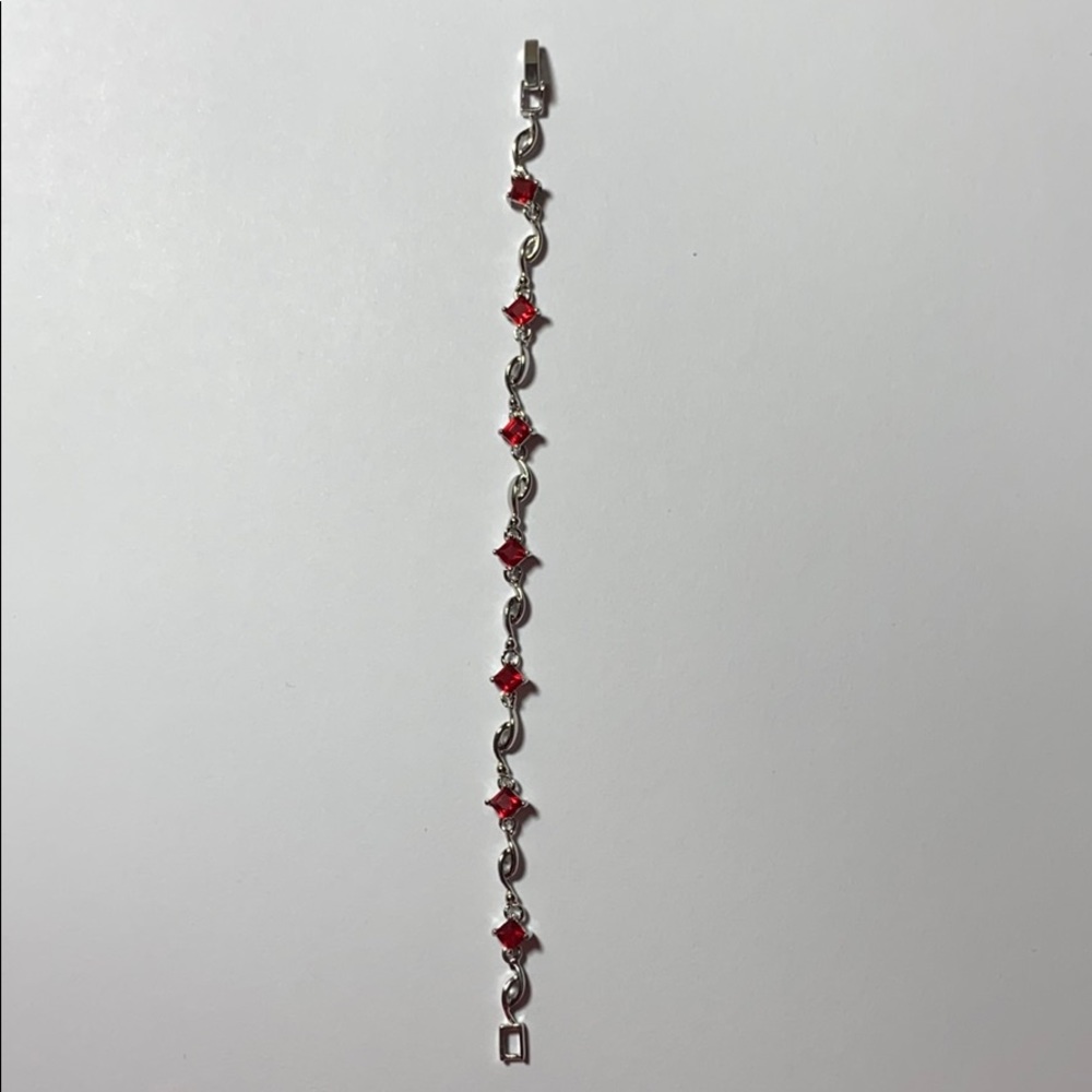Simulated Ruby Bracelet White Gold Plated - image 5